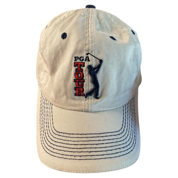 PGA TOUR Khaki Adjustable Baseball Cap by The Game – Classic Embroidered Logo - Picture 1 of 5